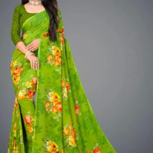 Georgette Green saree