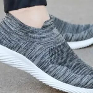 Grey Solid Running Shoes For Men