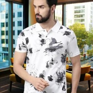Cotton Blend Polo Neck T Shirt