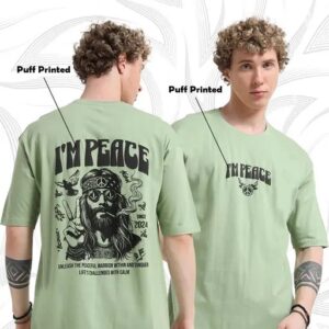 OLIVE COLOR PRINTED  T-SHIRT