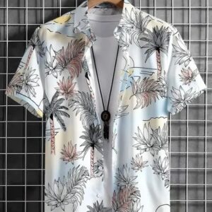 White Half Print Men's Shirt