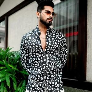 Black Regular Print Men's Shirt