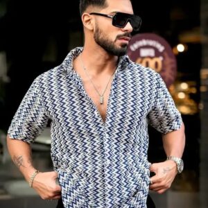 Navy Striped Men's Shirt