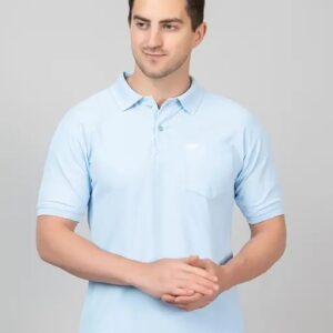 Sky color polo neck t shirt