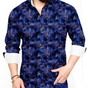 Blue Printed Men Shirt